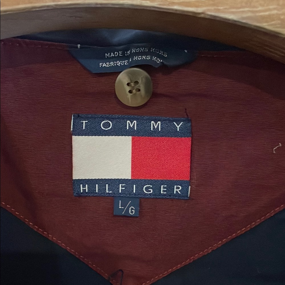 Tommy Hilfiger Blue and White Raincoat with Contrasting Collar vintage - Picture 3 of 6